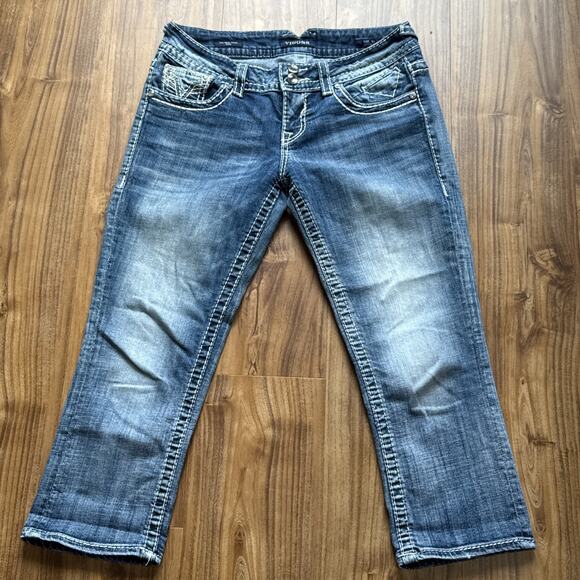 Vigoss The New York Capri Womens Size‎ 5/6 Jeans Embellished Flap Pockets - Picture 1 of 8